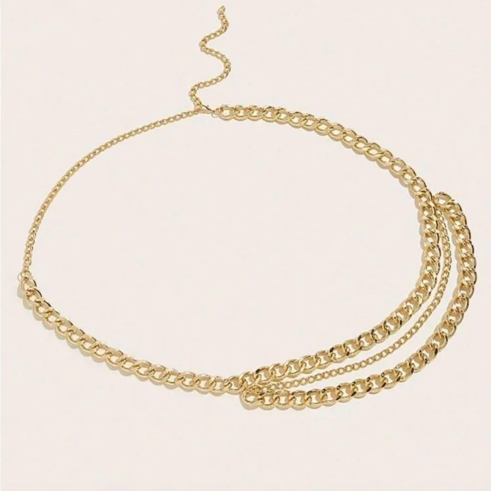 Chic layered Gold Chain Belt womens accessories NWT